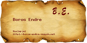 Boros Endre névjegykártya